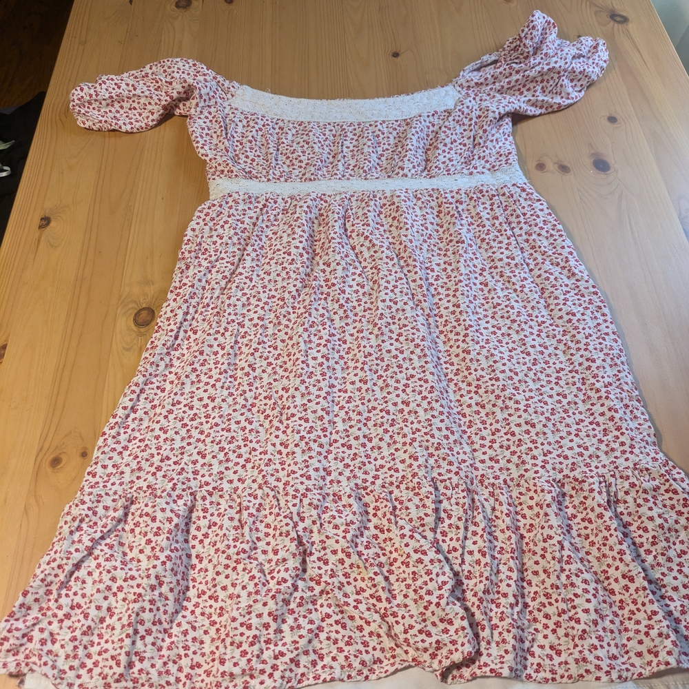 Hollister White And Red Ruffled Tiered Sundress Medium